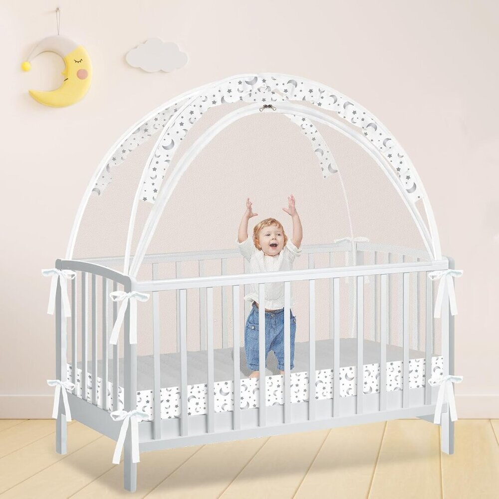 Crib Tent - Crib Net to Keep Baby in, Stop Baby from Climbing Out of Crib, Pop U - Picture 2 of 7